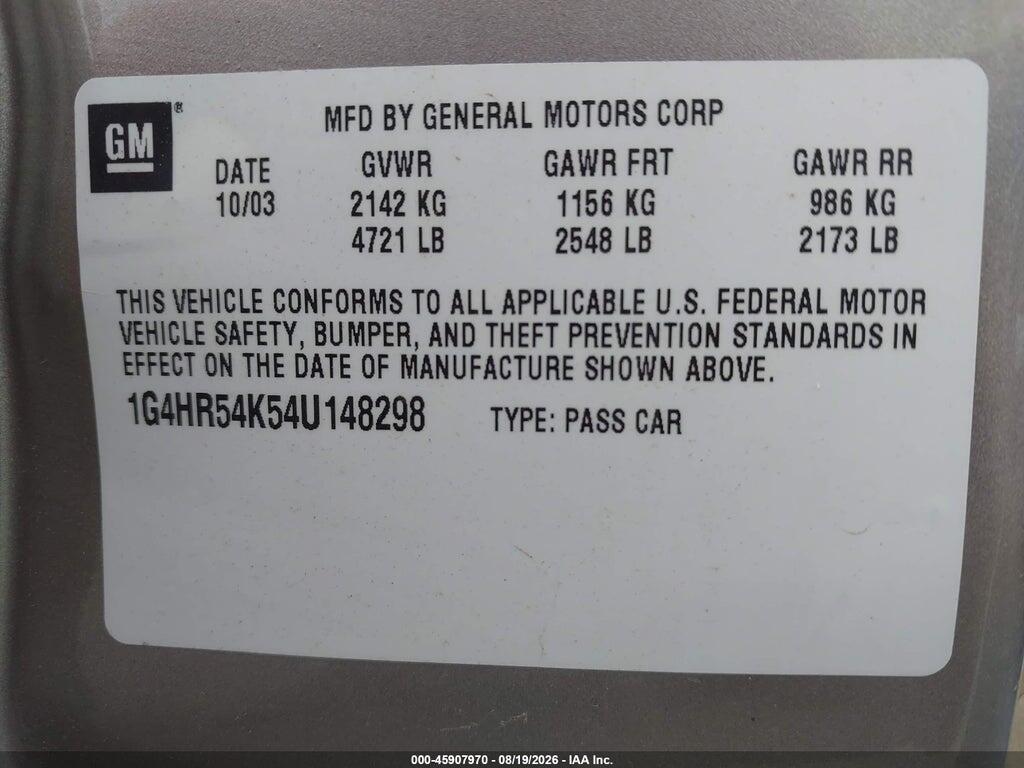 1G4HR54K54U148298 2004 BUICK LESABRE photo no. 9