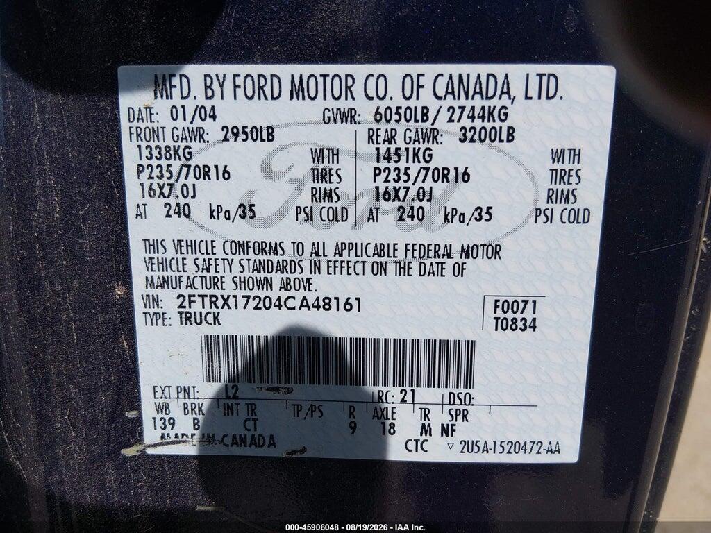 2FTRX17204CA48161 2004 FORD F-150 HERITAGE photo no. 9