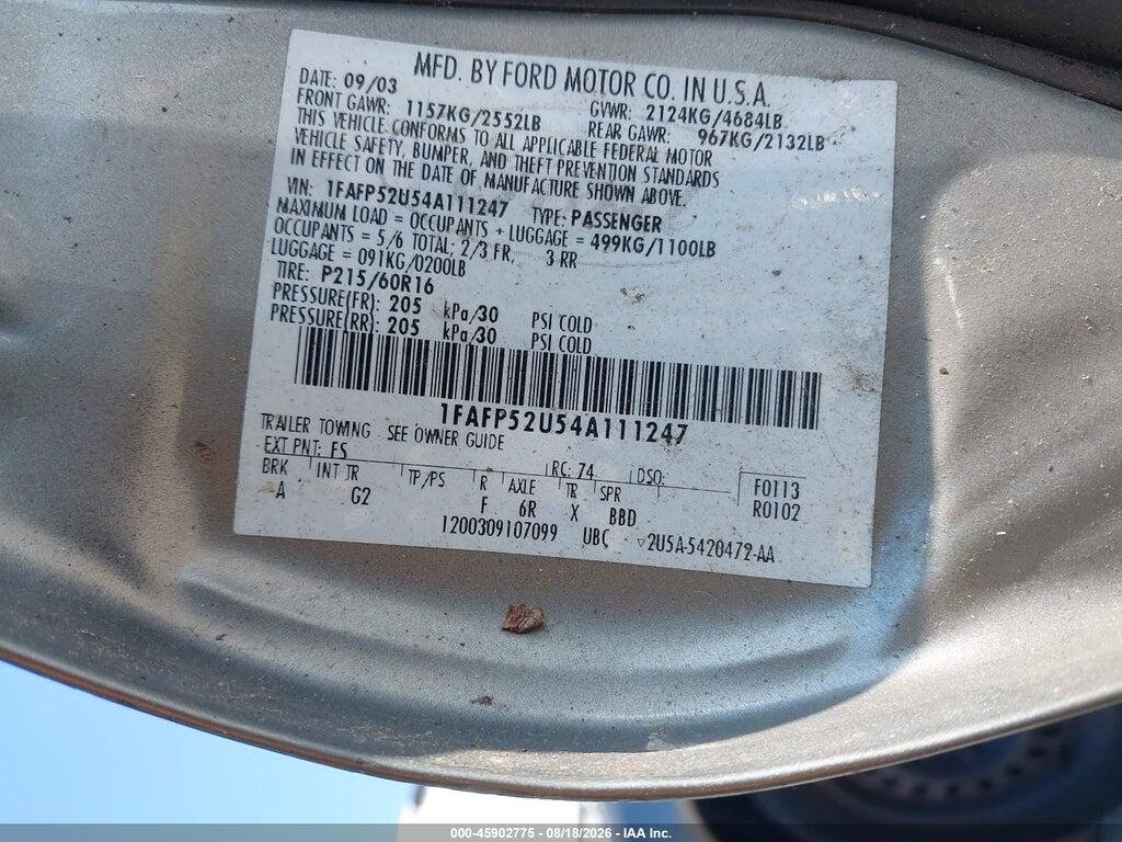 1FAFP52U54A111247 2004 FORD TAURUS photo no. 9