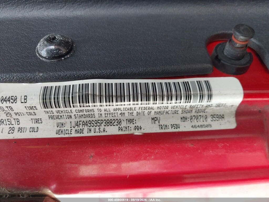 1J4FA49S95P388230 2005 JEEP WRANGLER photo no. 9