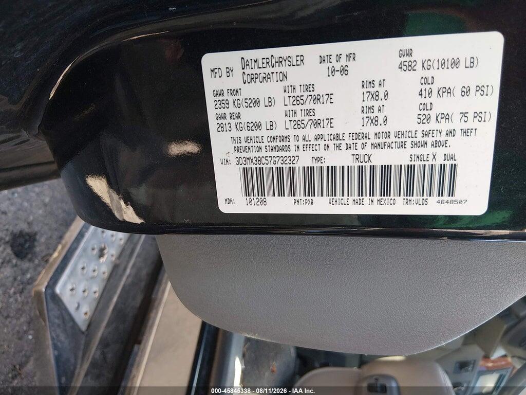 3D3MX38C57G732327 2007 DODGE RAM 3500 photo no. 9