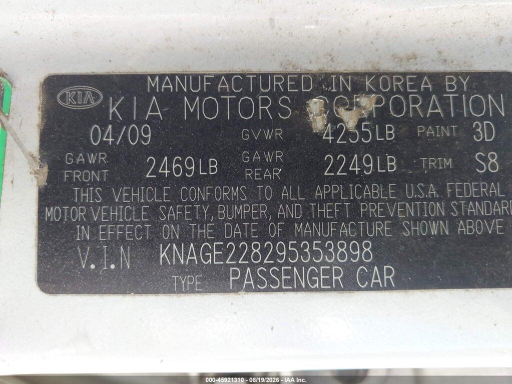 KNAGE228295353898 2009 KIA OPTIMA photo no. 9