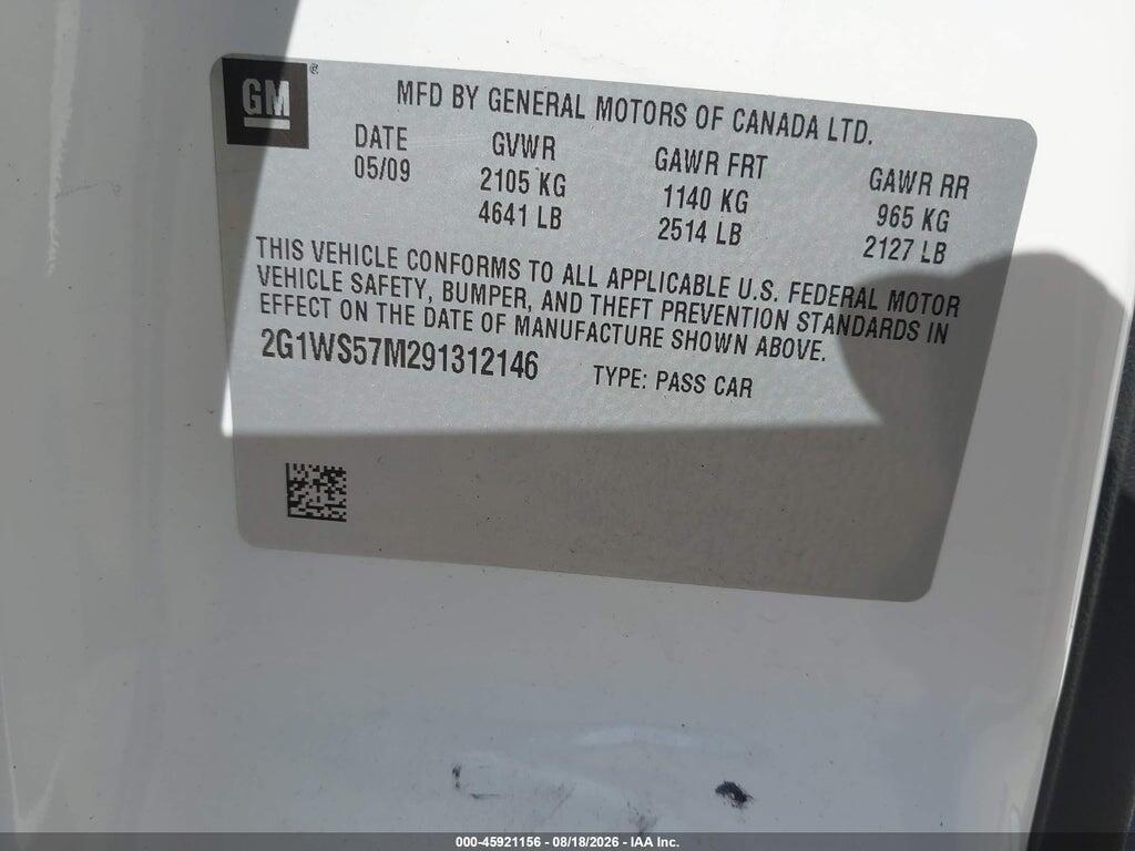 2G1WS57M291312146 2009 CHEVROLET IMPALA photo no. 9