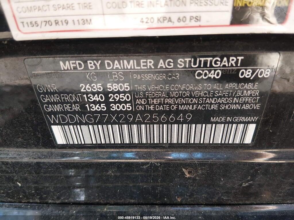 WDDNG77X29A256649 2009 MERCEDES-BENZ S 63 AMG photo no. 9