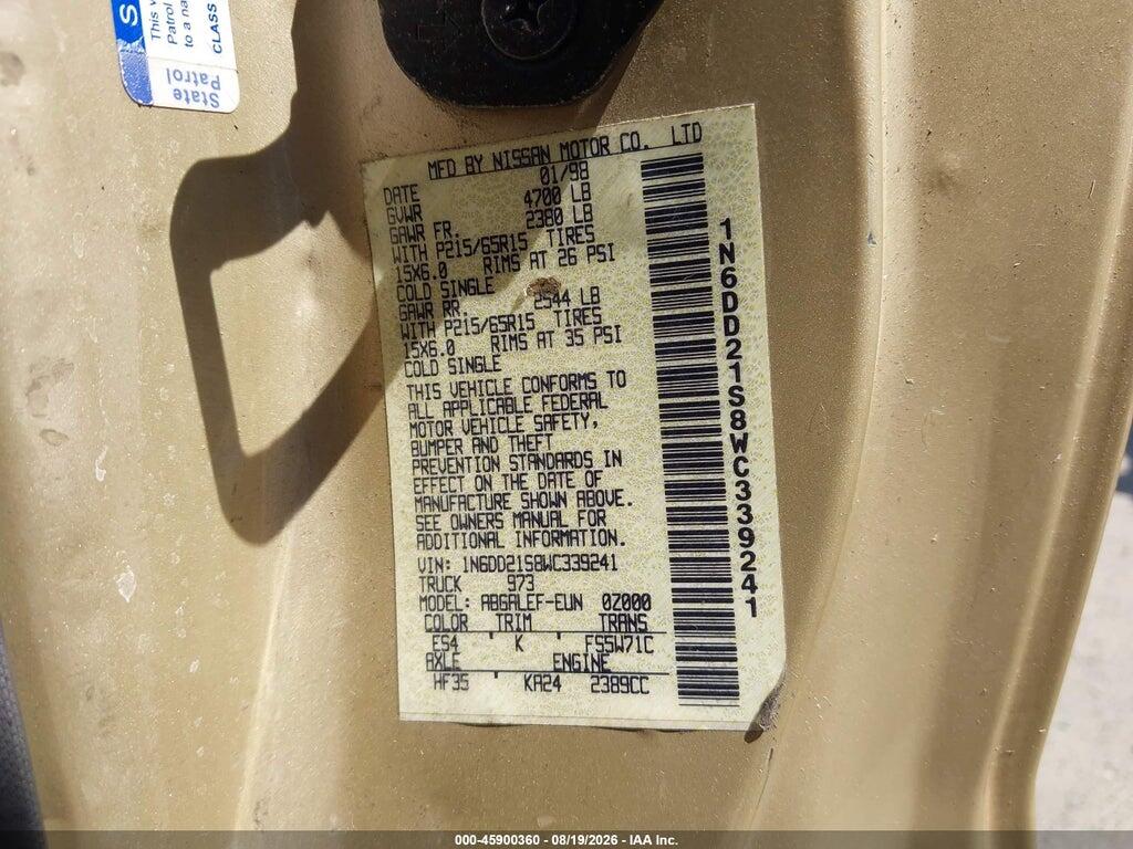 1N6DD21S8WC339241 1998 NISSAN FRONTIER photo no. 9