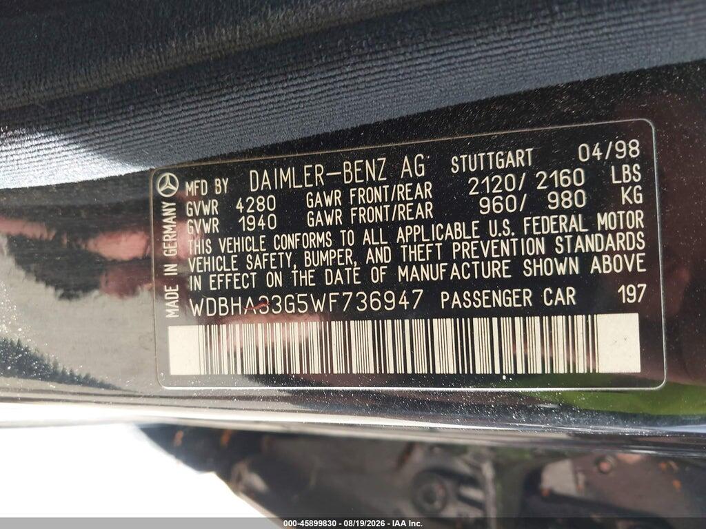 WDBHA33G5WF736947 1998 MERCEDES-BENZ C 43 photo no. 9