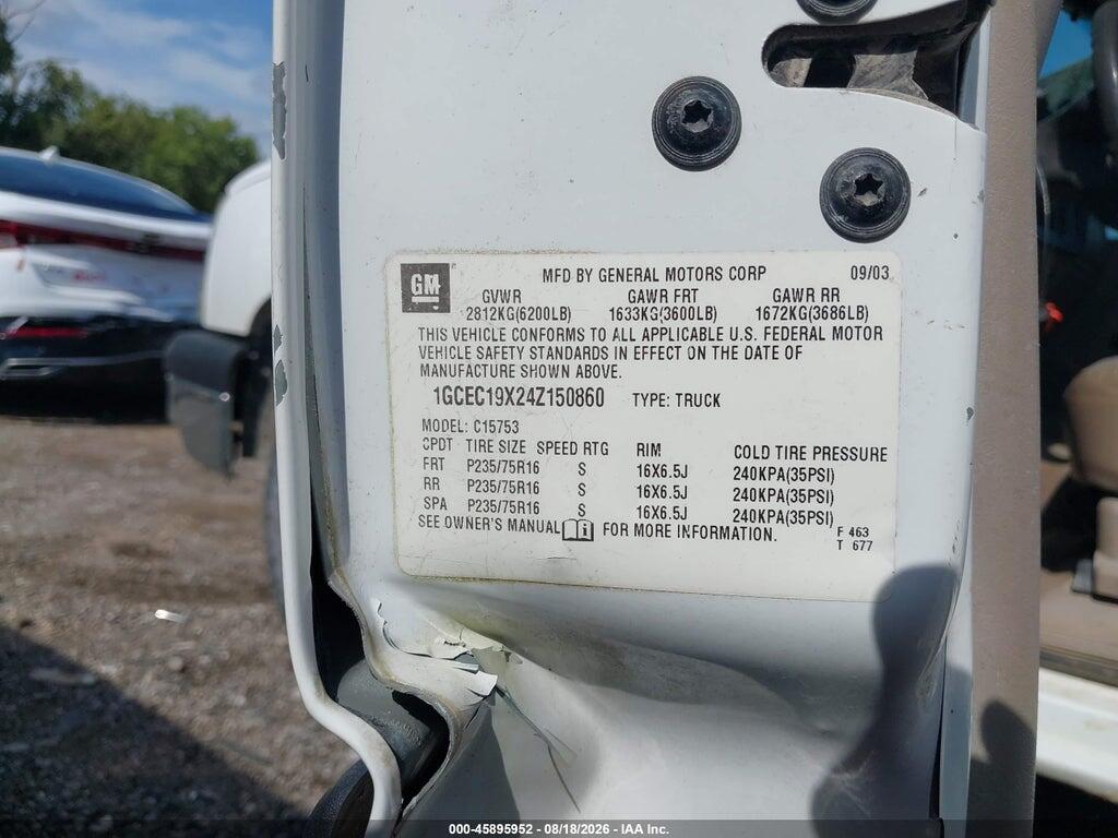 1GCEC19X24Z150860 2004 CHEVROLET SILVERADO 1500 photo no. 9