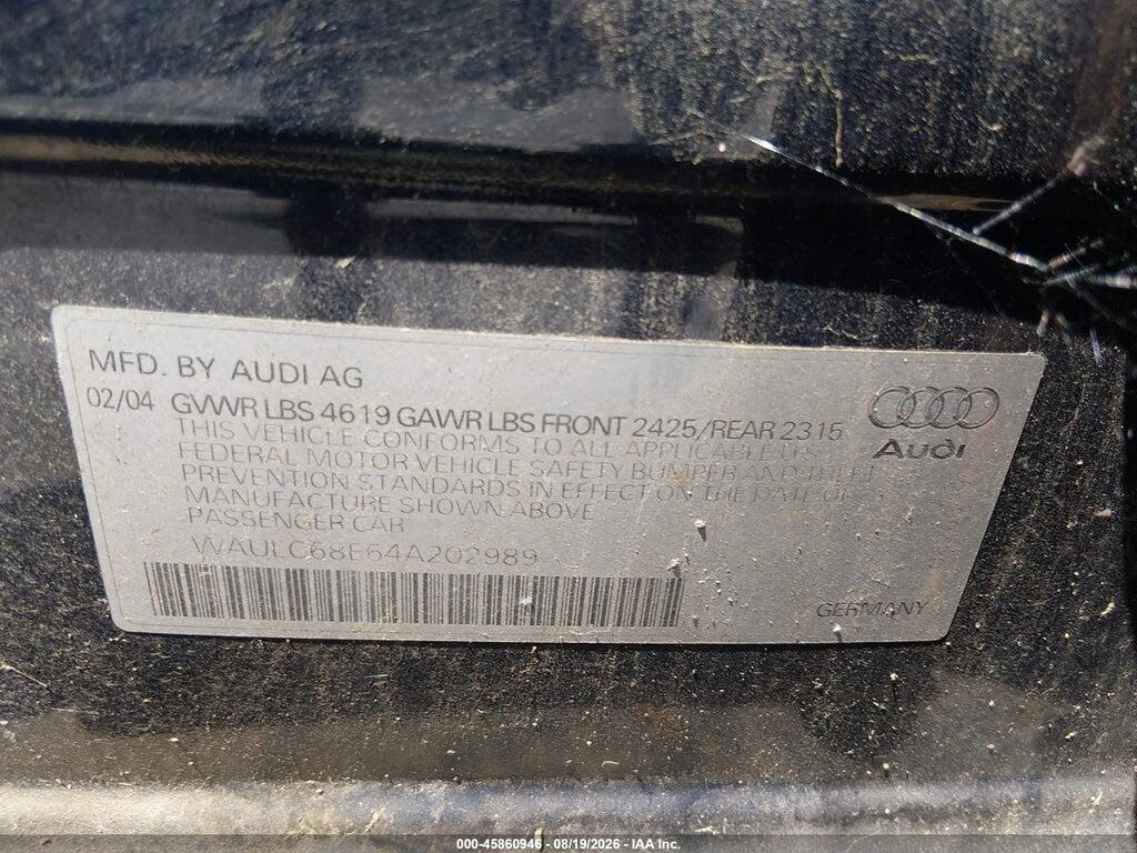 WAULC68E64A202989 2004 AUDI A4 photo no. 9
