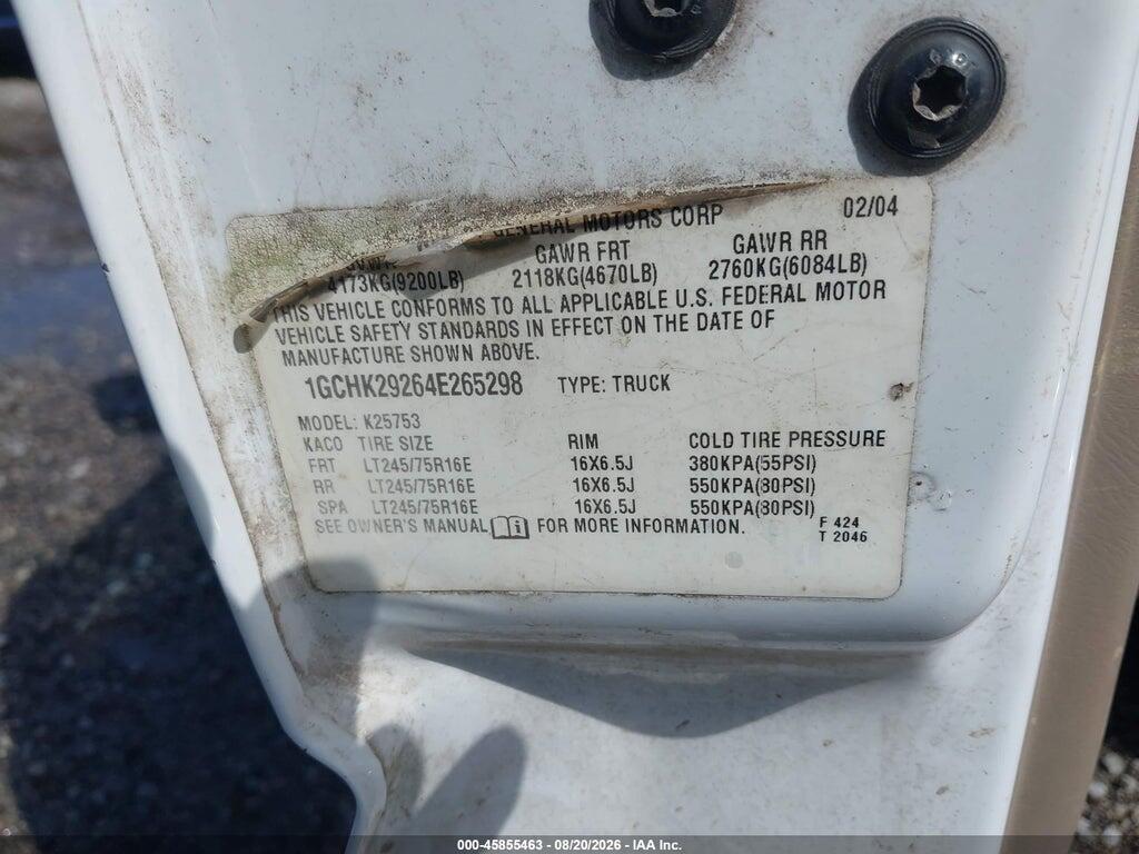 1GCHK29264E265298 2004 CHEVROLET SILVERADO 2500HD photo no. 9