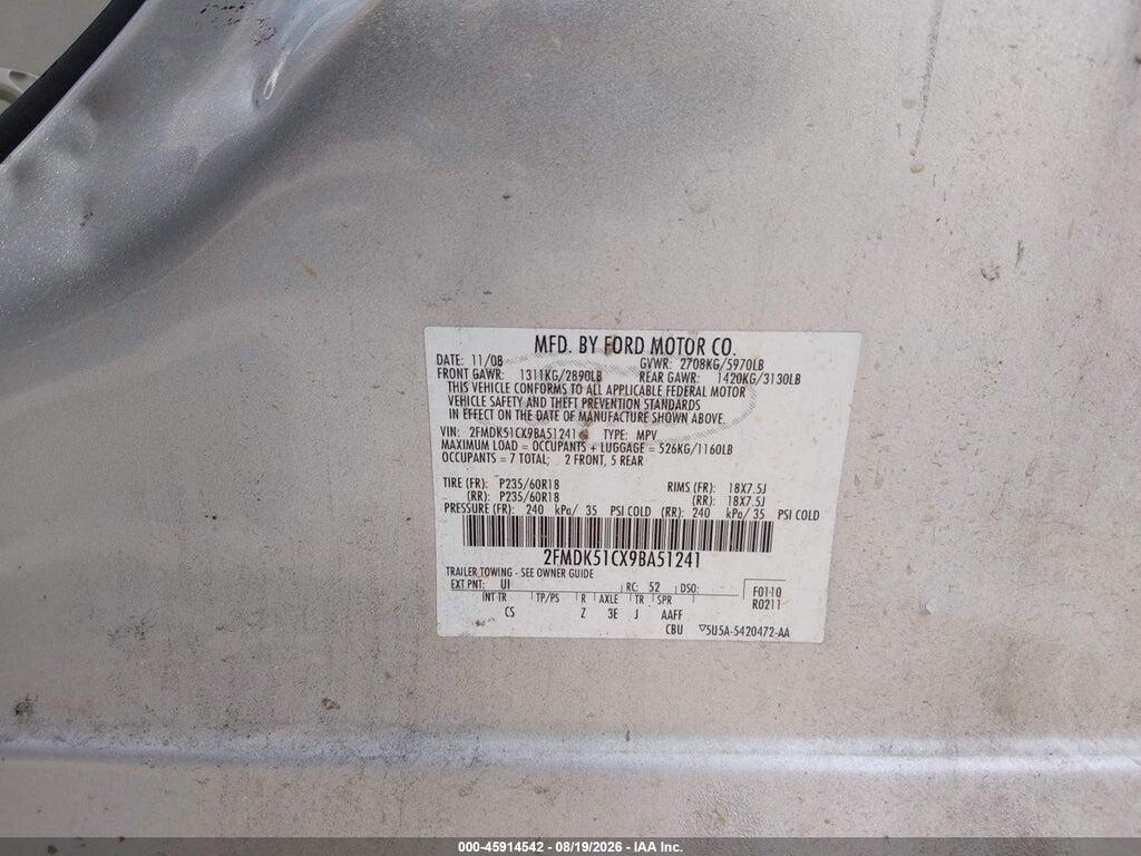 2FMDK51CX9BA51241 2009 FORD FLEX photo no. 9