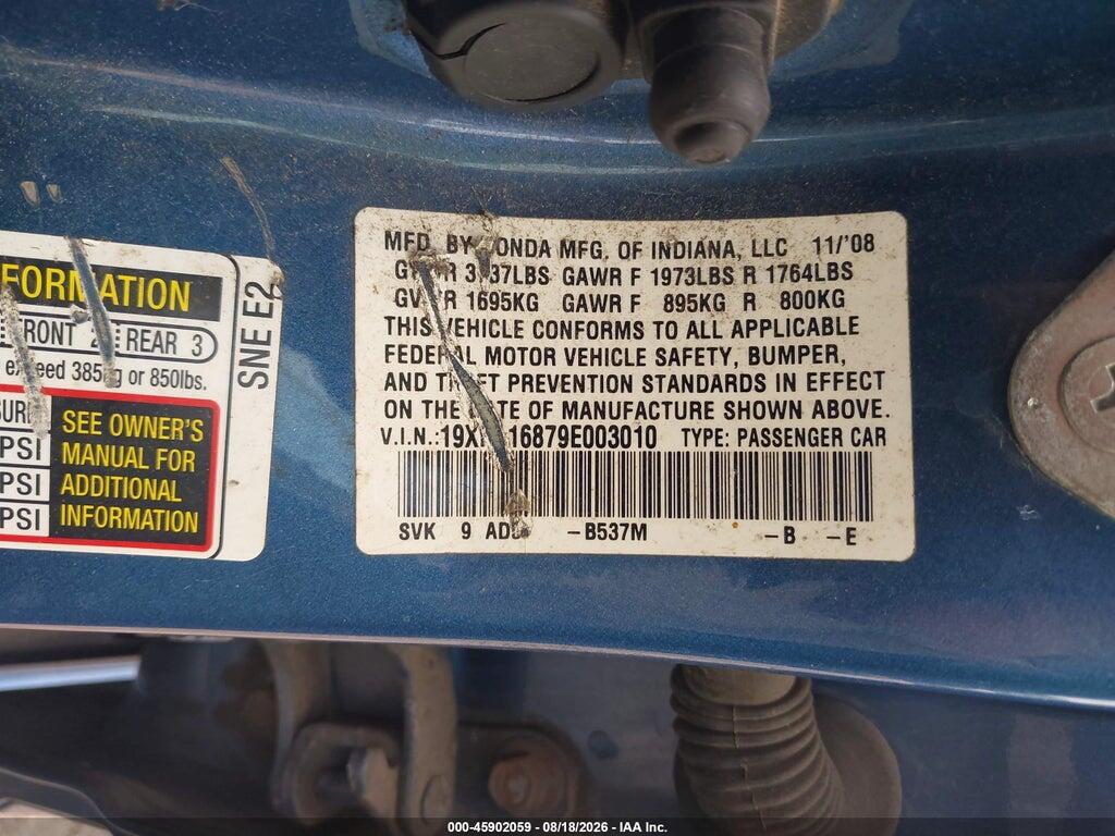 19XFA16879E003010 2009 HONDA CIVIC photo no. 9