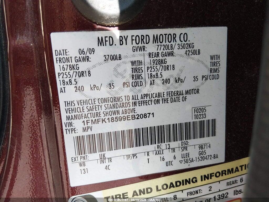 1FMFK18599EB20871 2009 FORD EXPEDITION EL photo no. 9
