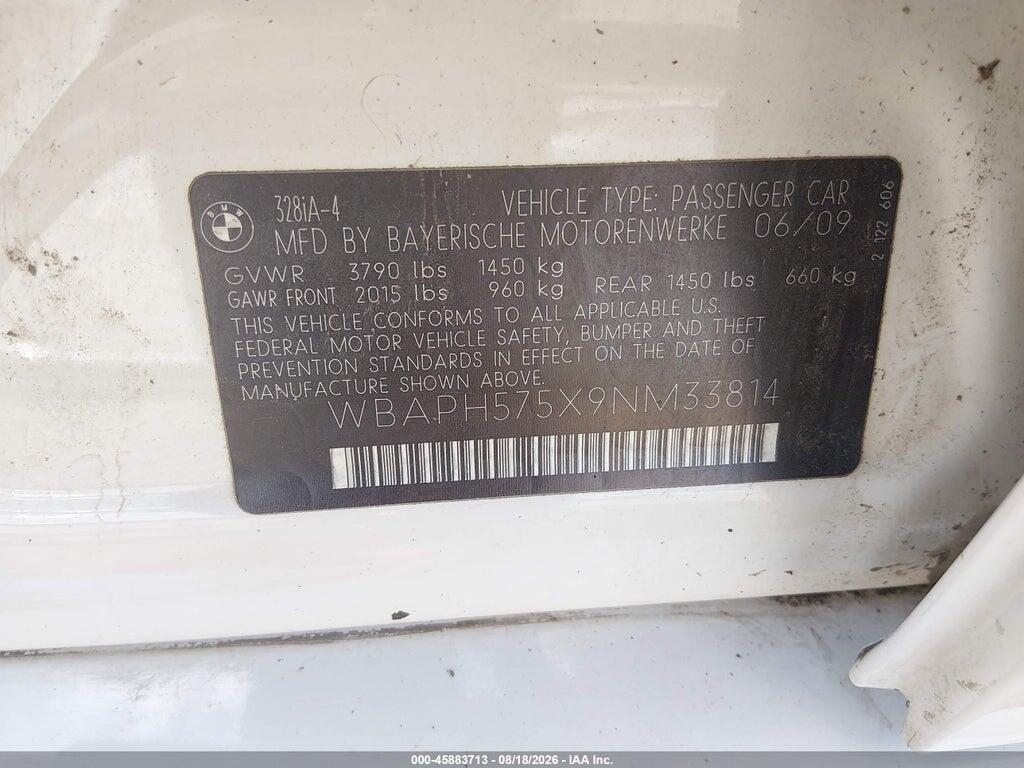 WBAPH575X9NM33814 2009 BMW 328I photo no. 9