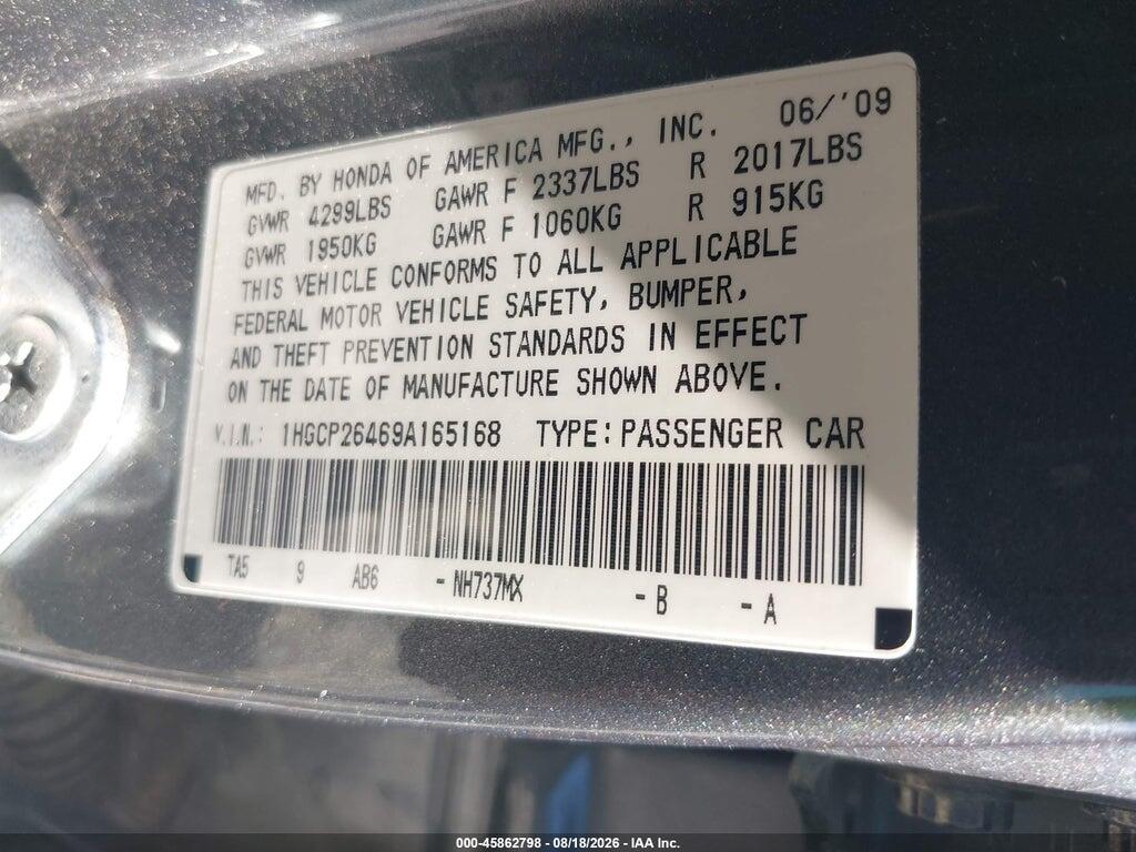 1HGCP26469A165168 2009 HONDA ACCORD photo no. 9