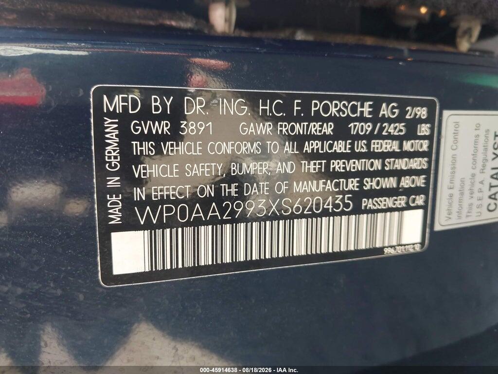WP0AA2993XS620435 1999 PORSCHE 911 photo no. 9
