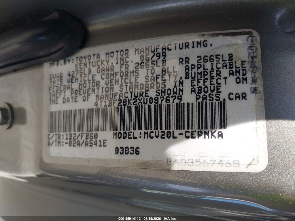 4T1BF28K2XU087679 1999 TOYOTA CAMRY photo no. 9