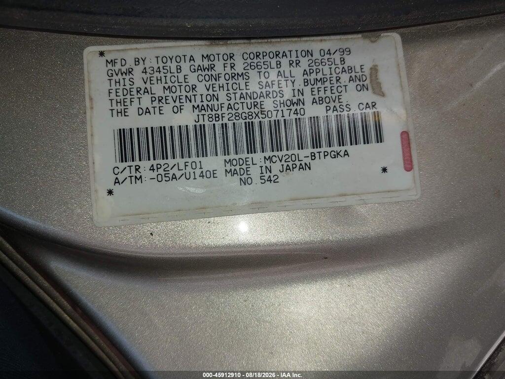 JT8BF28G8X5071740 1999 LEXUS ES 300 photo no. 9