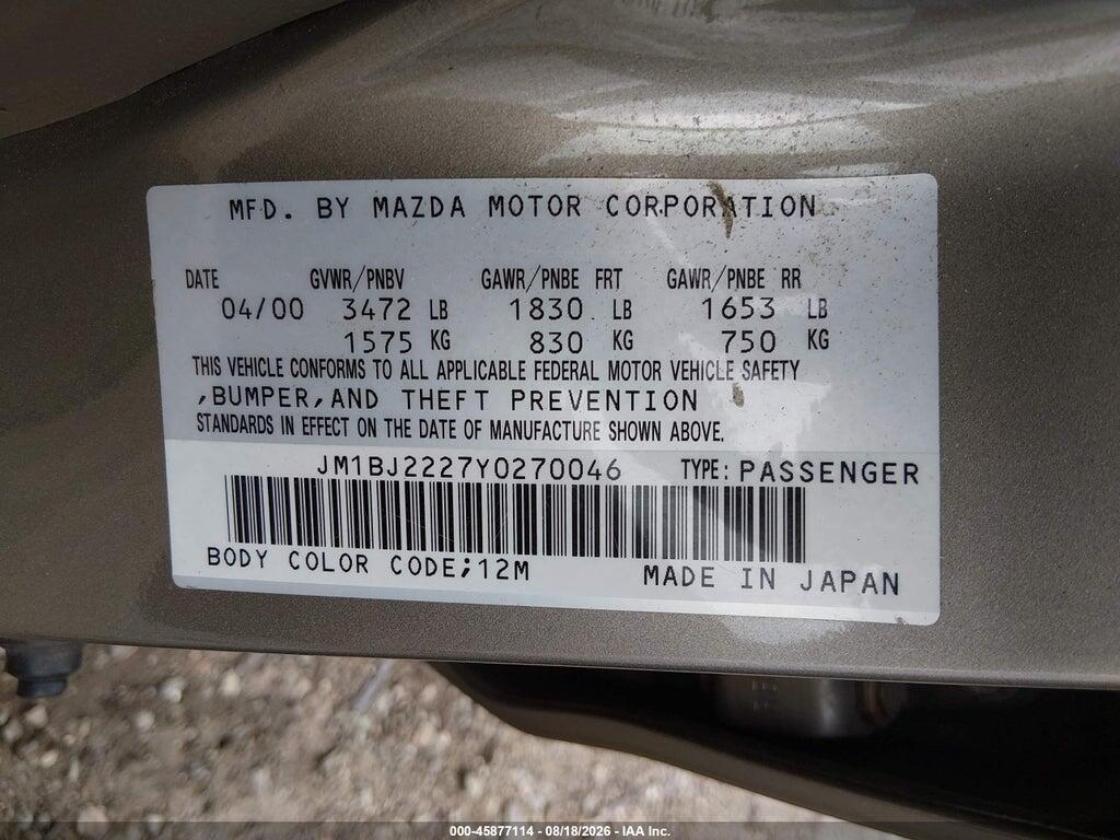 JM1BJ2227Y0270046 2000 MAZDA PROTEGE photo no. 9