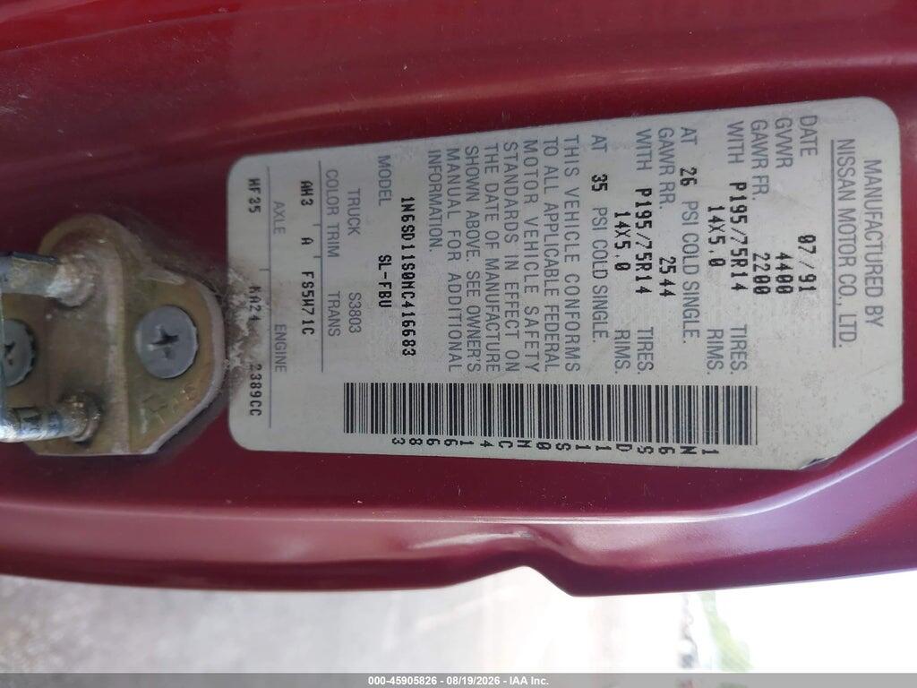 1N6SD11S0MC416683 1991 NISSAN TRUCK photo no. 9