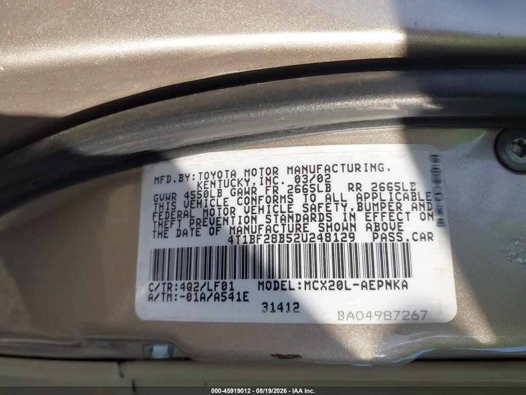 4T1BF28B52U248129 2002 TOYOTA AVALON photo no. 9