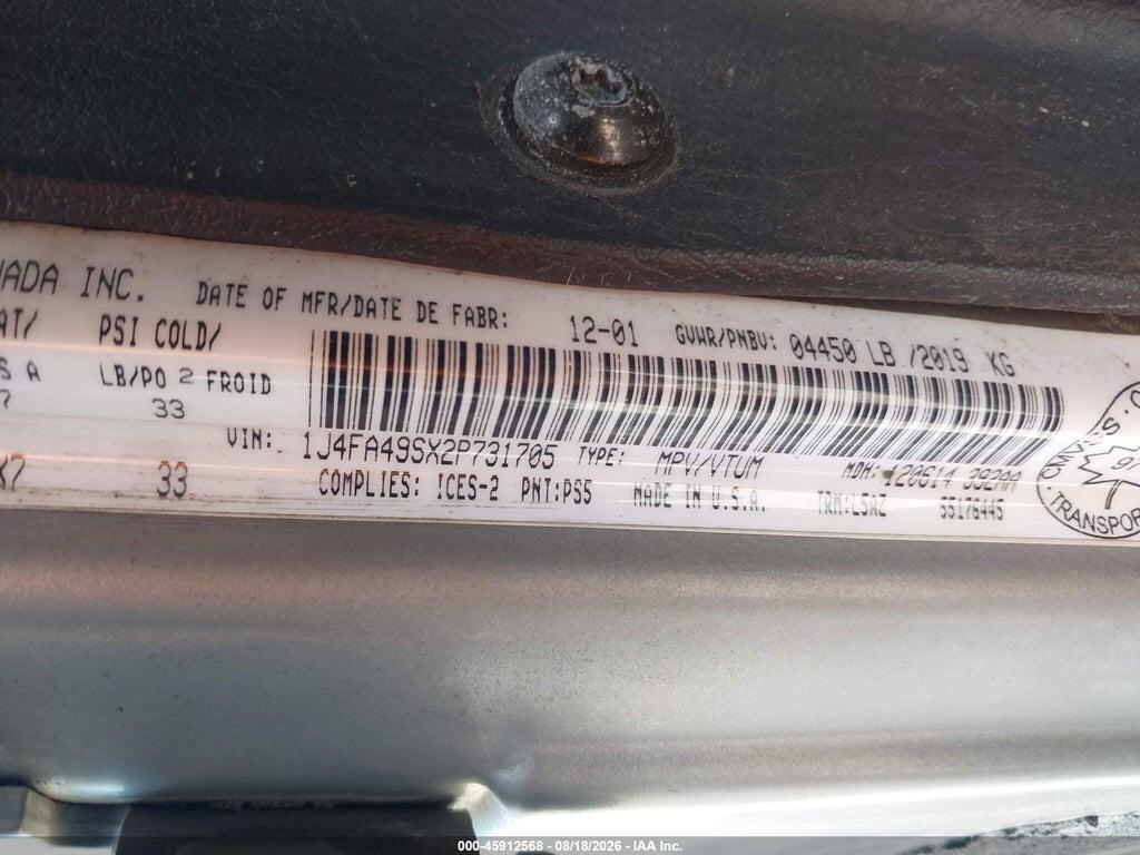 1J4FA49SX2P731705 2002 JEEP WRANGLER photo no. 9