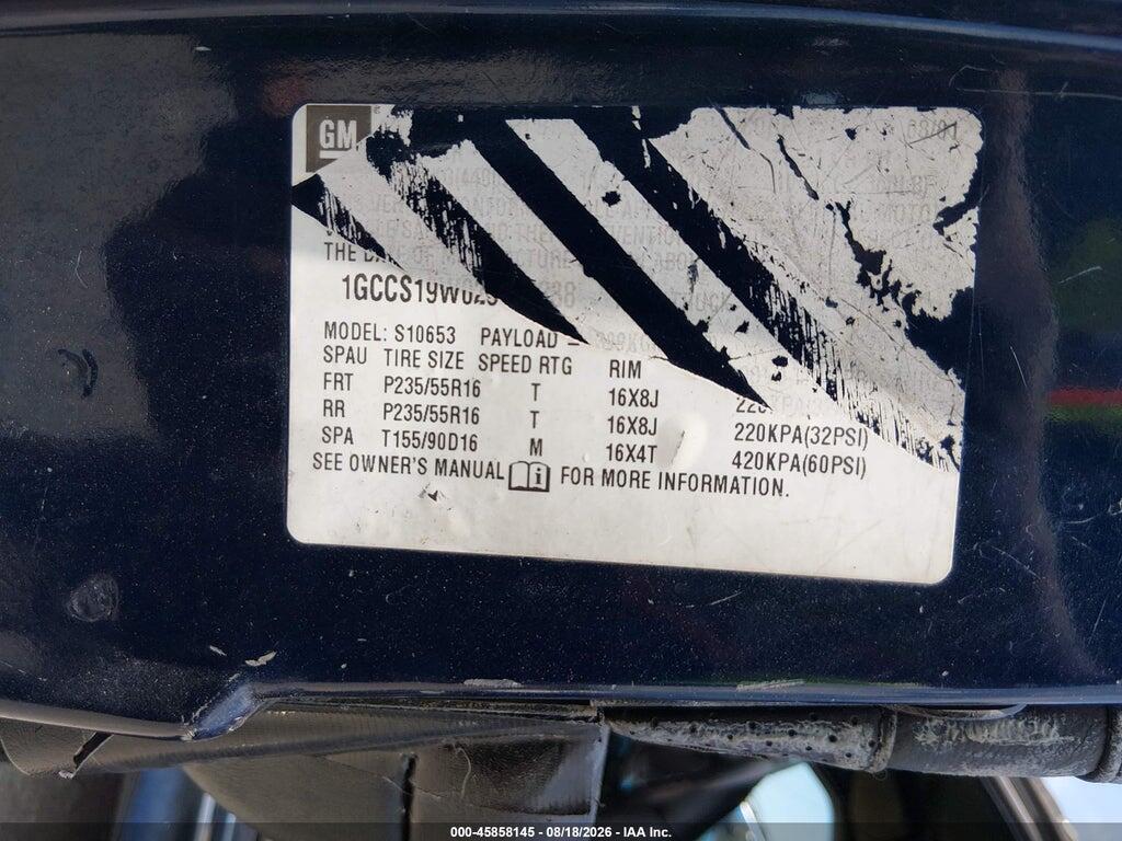 1GCCS19W028108238 2002 CHEVROLET S-10 photo no. 9