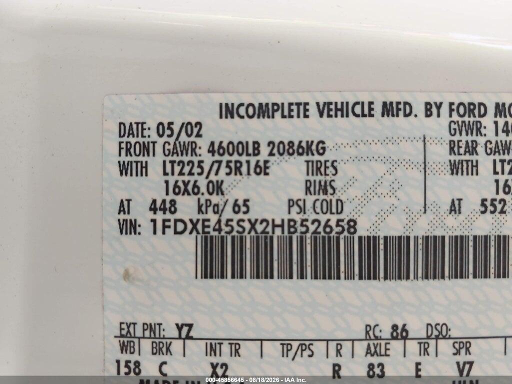 1FDXE45FX2HB52658 2002 FORD E-450 CUTAWAY photo no. 8