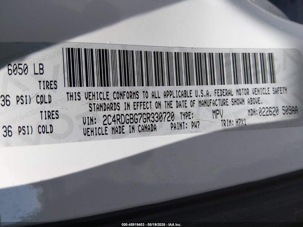 2C4RDGBG7GR330720 2016 DODGE GRAND CARAVAN photo no. 9
