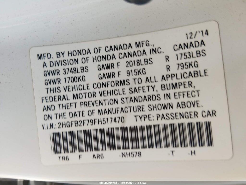 2HGFB2F79FH517470 2015 HONDA CIVIC photo no. 9