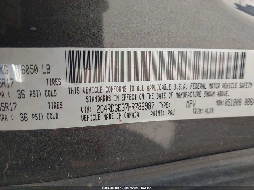 2C4RDGEG7HR786987 2017 DODGE GRAND CARAVAN photo no. 9