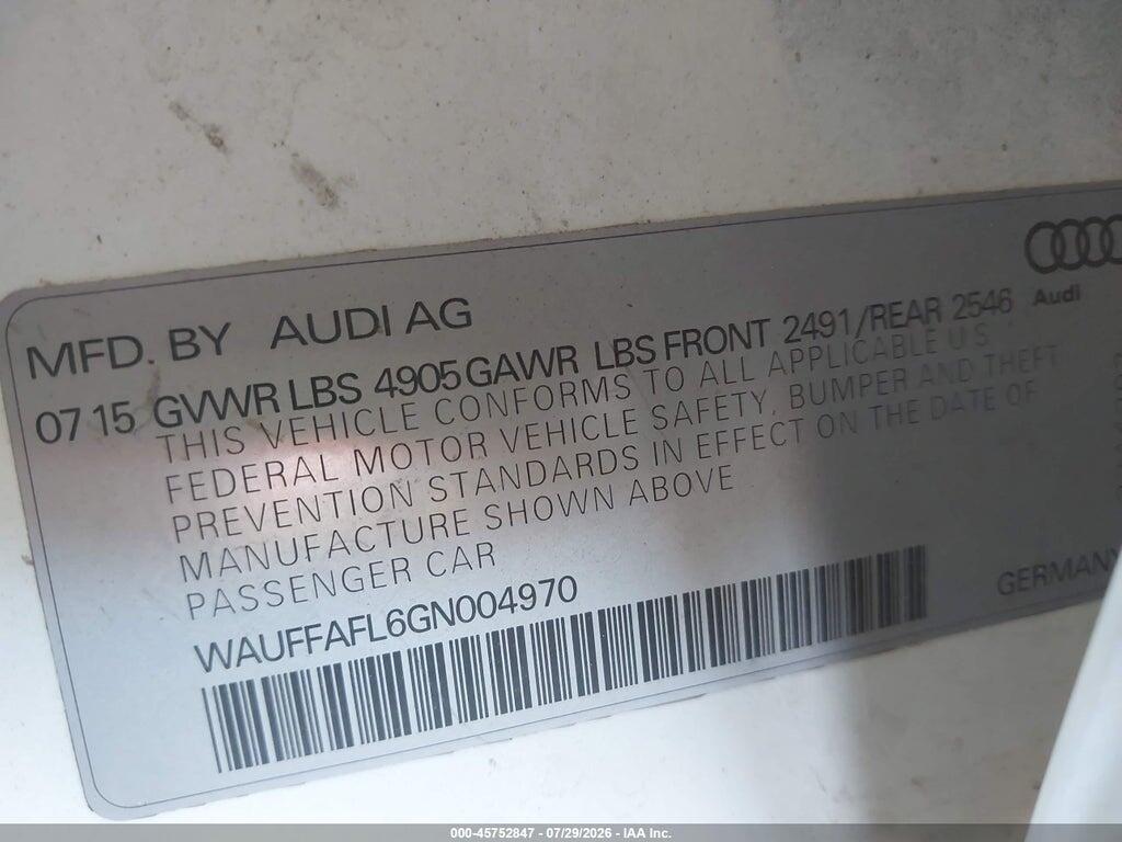 WAUFFAFL6GN004970 2016 AUDI A4 photo no. 9