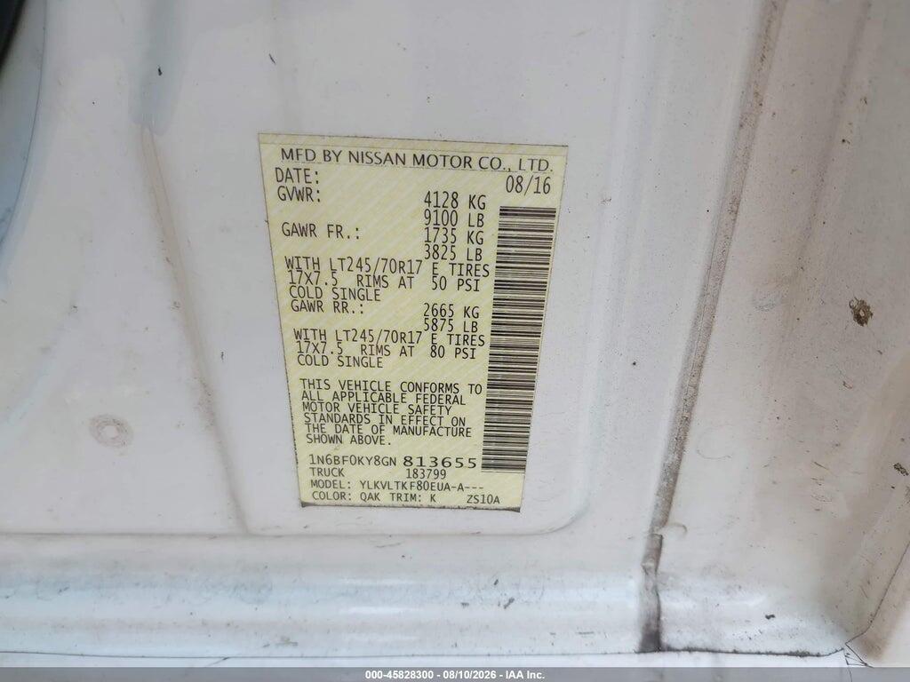 1N6BF0KY8GN813655 2016 NISSAN NV CARGO NV2500 HD photo no. 9
