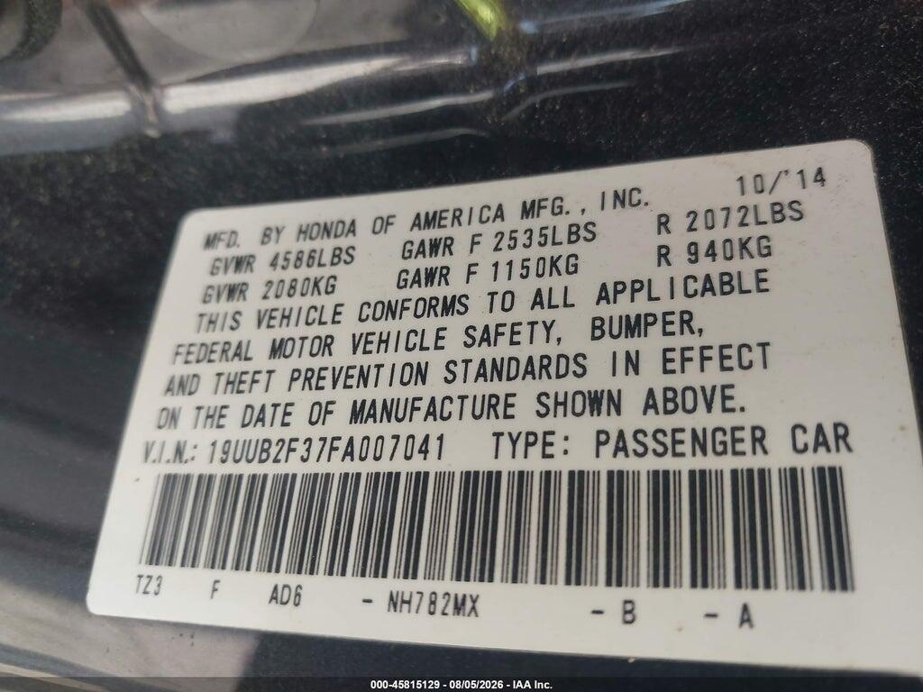 19UUB2F37FA007041 2015 ACURA TLX photo no. 9