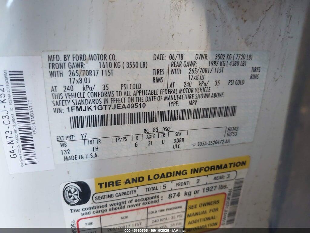 1FMJK1GT7JEA49510 2018 FORD EXPEDITION MAX photo no. 9