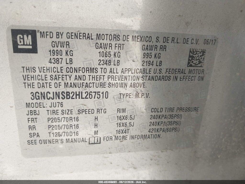 3GNCJNSB2HL267510 2017 CHEVROLET TRAX photo no. 9