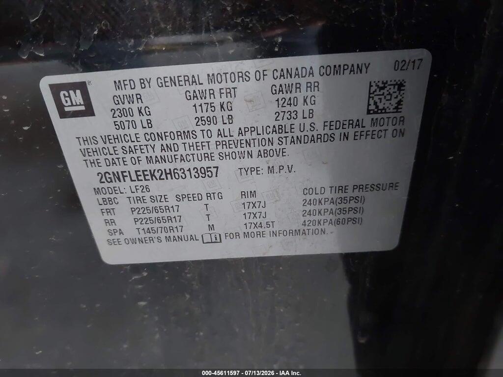 2GNFLEEK2H6313957 2017 CHEVROLET EQUINOX photo no. 9