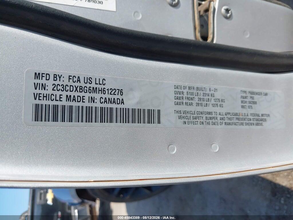 2C3CDXBG6MH612276 2021 DODGE CHARGER photo no. 9