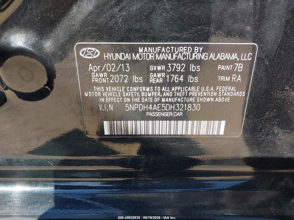 5NPDH4AE5DH321830 2013 HYUNDAI ELANTRA photo no. 9
