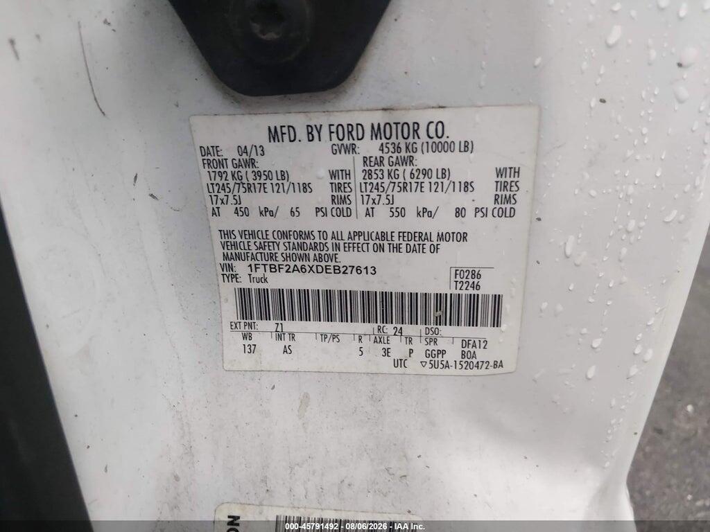 1FTBF2A6XDEB27613 2013 FORD F-250 photo no. 9