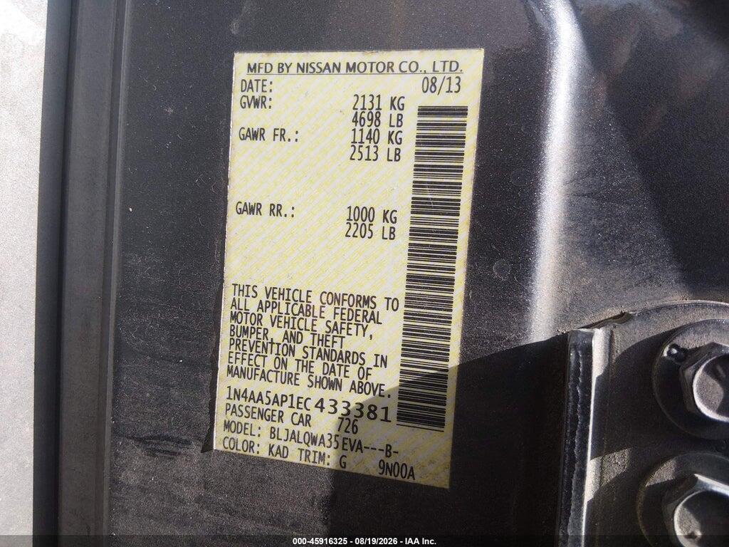1N4AA5AP1EC433381 2014 NISSAN MAXIMA photo no. 9