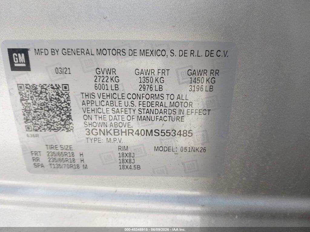 3GNKBHR40MS553485 2021 CHEVROLET BLAZER photo no. 9