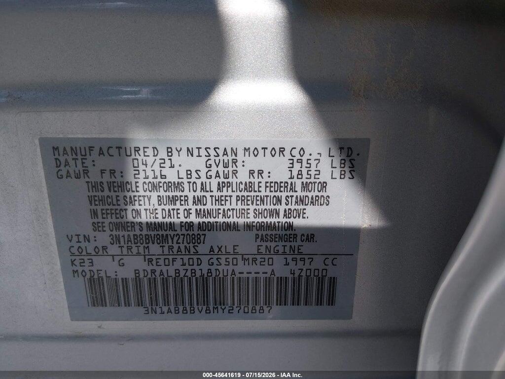 3N1AB8BV8MY270887 2021 NISSAN SENTRA photo no. 9