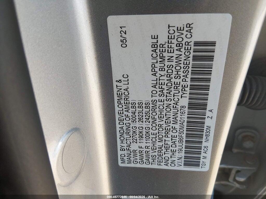 19UUB6F50MA011678 2021 ACURA TLX photo no. 9