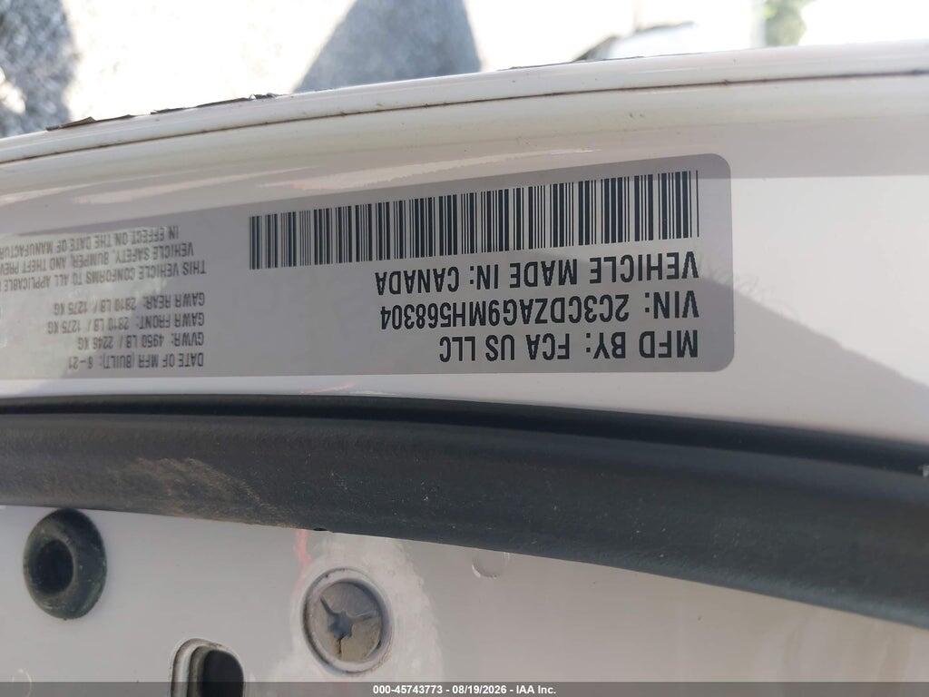 2C3CDZAG9MH568304 2021 DODGE CHALLENGER photo no. 9