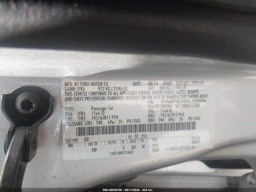 1FADP3E20EL389954 2014 FORD FOCUS photo no. 9