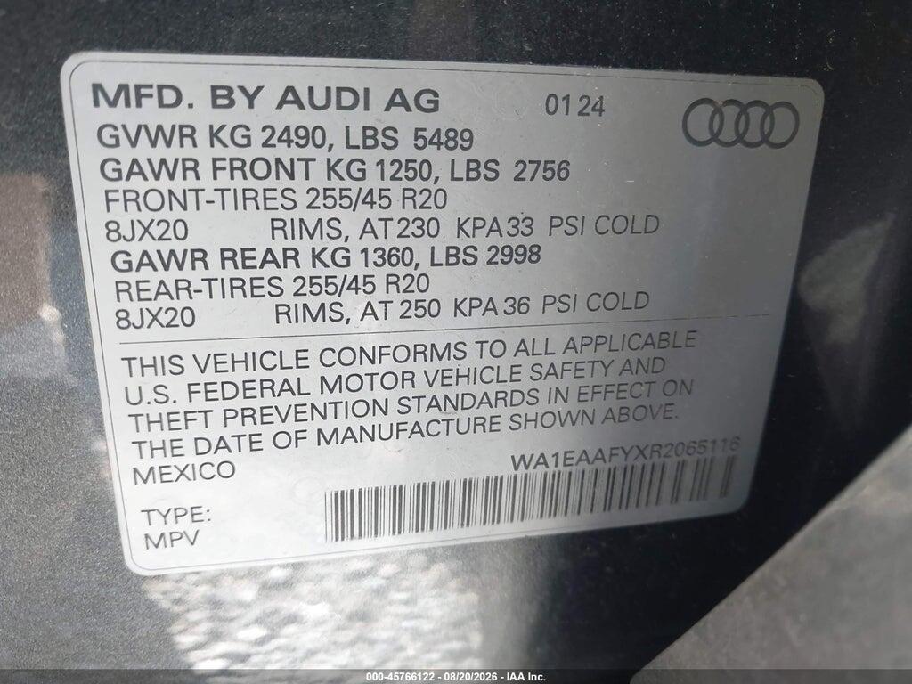 WA1EAAFYXR2065116 2024 AUDI Q5 photo no. 9