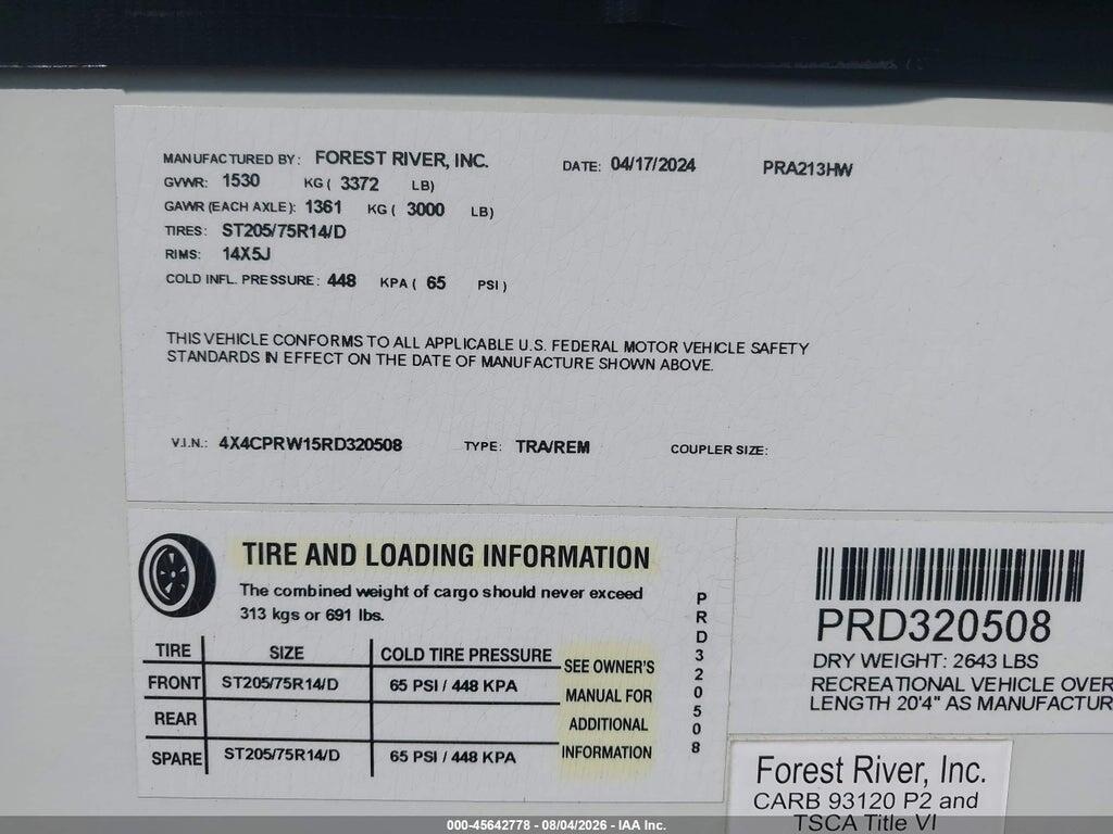 4X4CPRW15RD320508 2024 FOREST RIVER OTHER photo no. 9