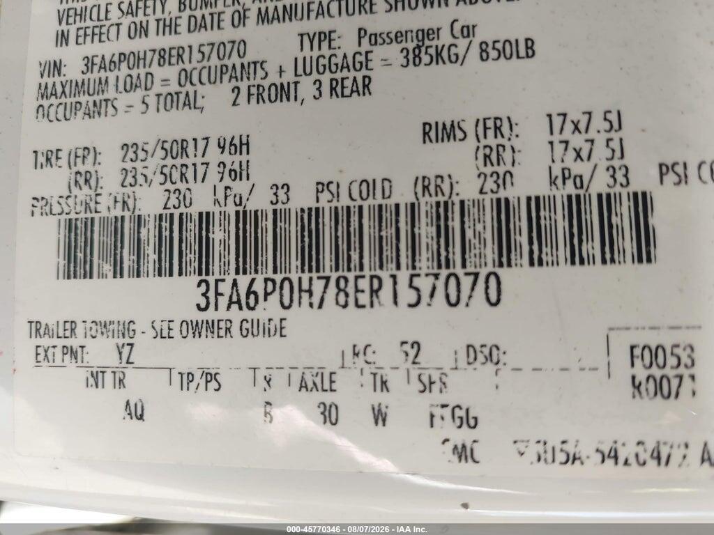 3FA6P0H78ER157070 2014 FORD FUSION photo no. 9
