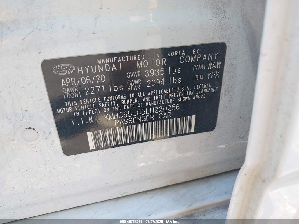 KMHC65LC5LU220256 2020 HYUNDAI IONIQ HYBRID photo no. 9