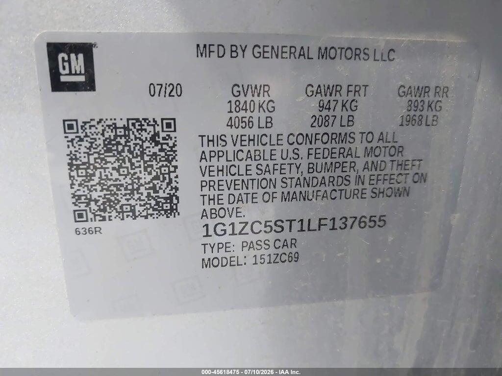 1G1ZC5ST1LF137655 2020 CHEVROLET MALIBU photo no. 9